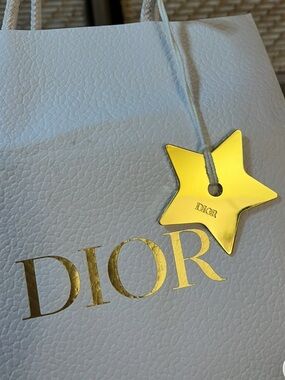 DIOR Gold Star Bag Charm Engraved Logo Metal Charm